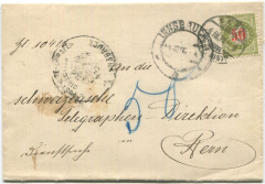 '50 Rp. Portomarke auf Brief aus Wien'