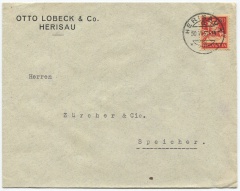 'Perfin Beleg von Otto Lobeck & Co. Herisau'